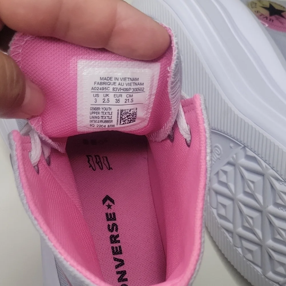 Converse Gray and Pink High-Top Sneakers Sz3